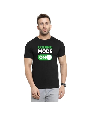 Coding Mode On Unisex Biowash Tshirt - Black